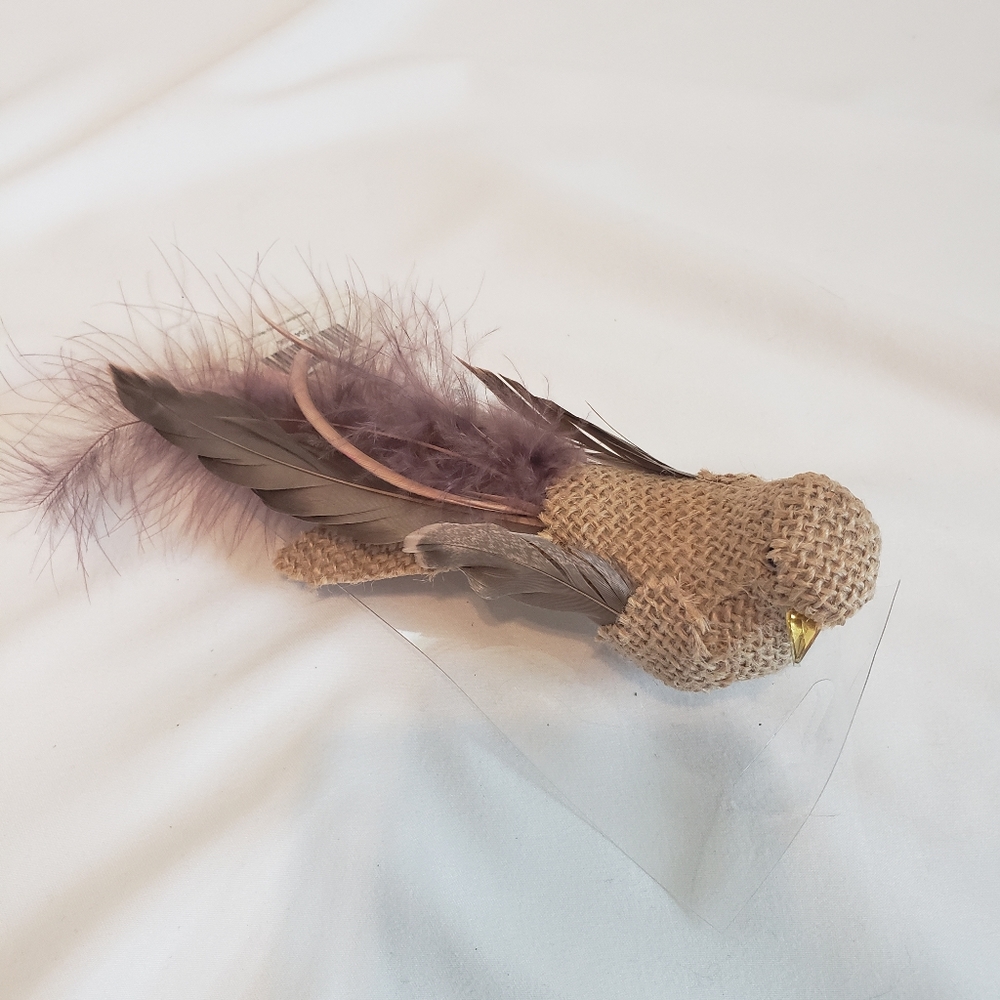 RESERVED Mauve Burlap Bird Decoration